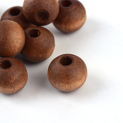 Saddle Brown Natural Wood Beads, Dyed, Lead Free, Round, Matte Style, Saddle Brown, 8x7mm, Hole: 2~2.5mm, about 3120pcs/500g