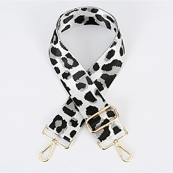 White Leopard Print Pattern Polyester Adjustable Wide Shoulder Strap, with Swivel Clasps, for Bag Replacement Accessories, Light Gold, White, 80~130x5cm
