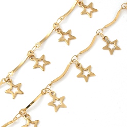 Золотой 304 цепи из нержавеющей стали ссылка, с катушкой, пайки, ионное покрытие (ip), звезда, золотые, 9.5x8x0.5 мм, 5 м / рулон