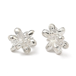 Серебро Бусины из прозрачного кубического циркония в форме цветка, латунь., большое отверстие шарик, без кадмия и без свинца, стойки покрытие, долговечный, серебряные, 13x7.5 мм, отверстие : 5 мм