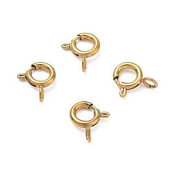 Golden Ion Plating(IP) 304 Stainless Steel Smooth Surface Spring Ring Clasps, Golden, 8.5x5.5x1.4mm, Hole: 1.5mm