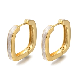 Серебро Квадратные латунные серьги-кольца с покрытием стойки, с эмалью, долговечный, без свинца и без кадмия, реальный 18 k позолоченный, серебряные, 24.5x24.5x4 мм