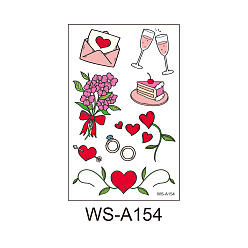 Cœur Autocollants amovibles en papier pour tatouages temporaires étanches à l'eau, motif sur le thème de la saint-valentin, 12x7.6 cm