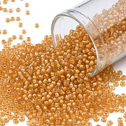 (950) Inside Color Jonquil/Burnt Orange Lined Круглые бусины toho, японский бисер, (950) внутри цвет жонкил / жженый оранжевый на подкладке, 11/0, 2.2 мм, отверстие : 0.8 мм, Около 1110 шт / 10 г