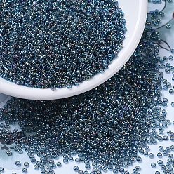 (RR2459) Металлический Бирюзовый Ирис Миюки круглые бусины рокайль, японский бисер, 11/0, (rr 2459) металлический ирис, 11/0, 2x1.3 мм, отверстие : 0.8 мм, Около 1111 шт / 10 г
