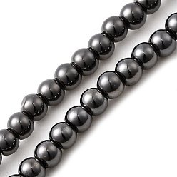 Металлическо-черное Гальванопокрытие Стеклянные бусины с гальваническим покрытием , круглые, покрытие черного цвета металла, 4.5 мм диаметром, отверстие : 0.9 мм, около 108~110 шт / нитка, 16.14'' (41 см)