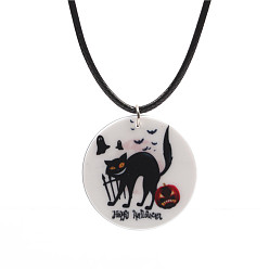White cat necklace Halloween Pumpkin Ghost Cat Zombie Necklace Jewelry for Women