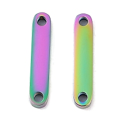 Rainbow Color Ионное покрытие (ip) 304 звенья / соединители из нержавеющей стали, овальные, Радуга цветов, 15x3x1.7 мм, отверстие : 1.4 мм