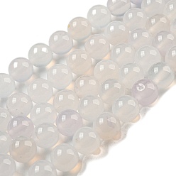 White Natural Agate Beads, Dyed, Round, White, Size: about 8mm in diameter, hole: 1mm, 43pcs/strand, 15.5 inch
