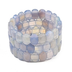 Natural Agate Dyed & Heated Natural Agate Oval Beaded Stretch Bracelet, Gemstone Jewelry for Women, Inner Diameter: 2-1/8 inch(5.4~5.5cm)
