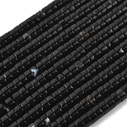 Black Onyx Бусины из натурального черного оникса, Heishi бусы, Плоский круглый / диск, 6x3 мм, отверстие : 1 мм, около 114 шт / нитка, 14.96'' (38 см)