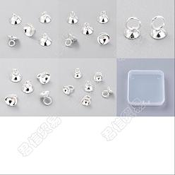 Silver Unicraftale 50Pcs 5 Style 201 Stainless Steel Bead Cap Pendant Bails, for Globe Bubble Beads Cover Pendants, Silver, 5~7x4~10mm, Hole: 2~3mm, 10pcs/style