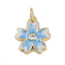 Синий Латунные микро проложить кубического циркония подвески, , с эмалью, стойки покрытие, долговечный, без кадмия и без свинца, с целью перехода в кольце, реальный 18 k позолоченный, синие, 14x12.5x2 мм, отверстие : 3 мм