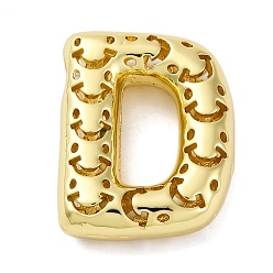 Letter D Латунные подвески, стойки покрытие, долговечный, без кадмия и без свинца, подвески с полыми буквами, Буква D, 21.5x17x6 мм, отверстие : 4.7x3 мм