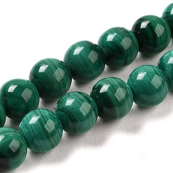 Malachite Natural Malachite Beads Strands, Grade A, Round, 8mm, Hole: 0.7mm, about 48pcs/strand, 15.5 inch(39.5cm)