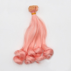 Light Coral High Temperature Fiber Long Hair Short Wavy Hairstyles Doll Wig Hair, for DIY Girl BJD Makings Accessories, Light Coral, 7.87~39.37 inch(20~100cm)