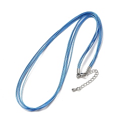 Васильковый 1мм вощеный шнур 5-образное ожерелье, с латунными выводами и 304 застежками из лобстера из нержавеющей стали, платины и нержавеющая сталь цвет, васильковый, 18.90 дюйм (48 см)