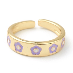 Сливовый Манжеты с латунной эмалью, открытые кольца, цветок, золотые, слива, размер США 6, внутренний диаметр: 17 мм