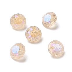 Rose Alabaster Crackle Moonlight Style Glass Rhinestone Cabochons, Pointed Back, Diamond, Rose Alabaster, 6.2x4.2mm