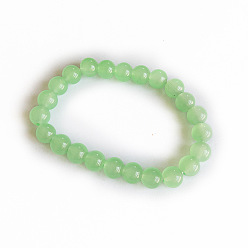 23 8mm Natural Glass Bead Bracelet with Elastic Cord for Women and Men