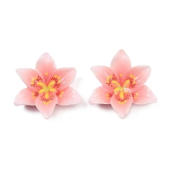 Pink Непрозрачная смола декодирует кабошоны, плюмерия, розовые, 30x29x8 мм
