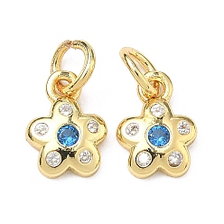 Темно-Голубой Латунные микро проложить кубического циркония подвески, , стойки покрытие, без кадмия и без свинца, долговечный, золотые, глубокое синее небо, 9.5x7x2 мм, Перейти кольцо: 5x1 мм, внутренний диаметр: 3 мм