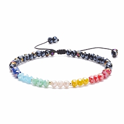 Colorful Bling Glass Braided Bead Bracelet for Women, Colorful, Inner Diameter: 2-1/8 ~3-1/4inch(5.4~8.4cm)