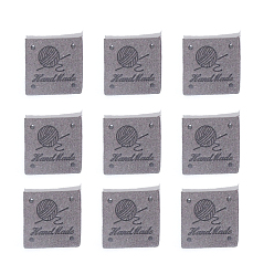 Gray Microfiber Label Tags, with Holes & Word Hand Made, for DIY Jeans, Bags, Shoes, Hat Accessories, Square, Gray, 25x25mm
