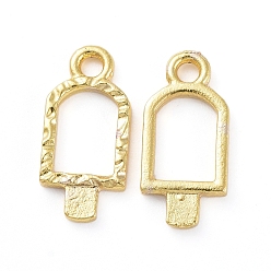 Golden Zinc Alloy Open Back Bezel Pendants, For DIY UV Resin, Epoxy Resin, Pressed Flower Jewelry, Ice-Lolly, Golden, 15x7x1.5mm, Hole: 1.6mm