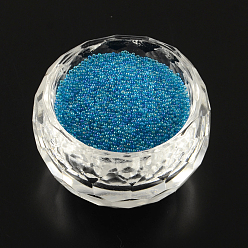 Dodger Blue AB-Color Plated DIY 3D Nail Art Decoration Mini Glass Beads, Tiny Caviar Nail Beads, Dodger Blue, 0.6~0.8mm, about 450g/bag