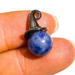 Punto Piedra Azul Colgantes de jaspe azul natural, sombrero, 40x10 mm