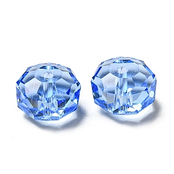Sapphire Transparent Glass Beads, Faceted, Rondelle, Sapphire, 8x5mm, Hole: 1.2mm