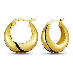 Real 18K Gold Plated SHEGRACE 925 Sterling Silver Thick Hoop Earrings, Real 18K Gold Plated, 6.4x17mm