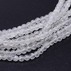 Quartz Crystal Natural Quartz Crystal Round Beads Strands, Rock Crystal Beads, 8mm, Hole: 1mm, about 46pcs/strand, 15 inch