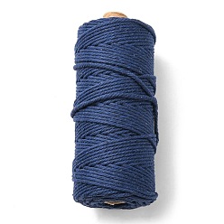 Dark Slate Blue Cotton String Threads for Crafts Knitting Making, Dark Slate Blue, 3mm, about 109.36 Yards(100m)/Roll