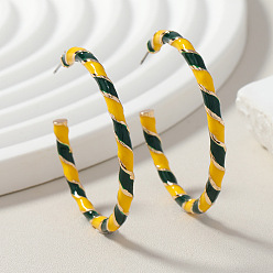 Желтый Модные серьги-гвоздики из сплава в форме буквы С, платина, желтые