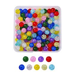 Mixed Color 135G 9 Colors Transparent Crackle Glass Round Beads Strands, No Hole, Mixed Color, 1/2 inch(12mm), 15pcs/color