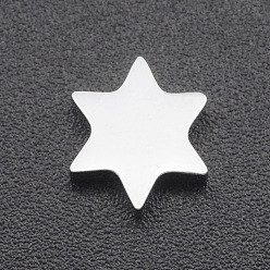 Stainless Steel Color 201 Stainless Steel Charms, for Simple Necklaces Making, Stamping Blank Tag, Laser Cut, for Jewish, Hexagram/Star of David, Stainless Steel Color, 8.5x7.5x3mm, Hole: 1.6mm