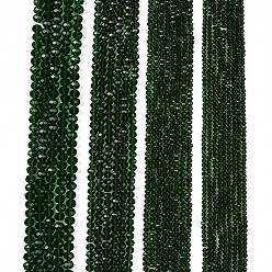 Темно-Зеленый Стеклянные бусины, граненые, рондель, темно-зеленый, 3.5~3.8x3 мм, отверстие : 0.4 мм, около 105~110 шт / нитка, 29~31 см