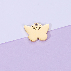 Золотой 304 подвески из нержавеющей стали, очарование бабочки, золотые, 12x15 мм, отверстие : 1.4 мм