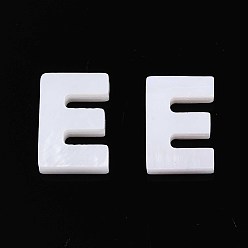 Letter E Подвески из натуральных пресноводных ракушек, для изготовления ювелирных изделий, кремово-белые, Письмо E, 10x7x2.5 мм, отверстие : 0.8 мм