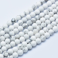 Howlite Natural Howlite Beads Strands, Round, 6mm, Hole: 1mm, about 62pcs/strand, 15.7 inch(40cm)