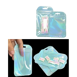 Turquoise Pâle Sacs à fermeture à glissière de plastique rectangle, sacs d'emballage refermables, sac auto-scellant, turquoise pale, 10x6.5 cm, épaisseur unilatérale : 2.7 mil(0.07mm)