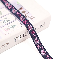 Ярко-Розовый 50 ярдов небольшой свежий полиэстеровый цветок жаккардовая лента в этническом стиле, для этнических аксессуаров одежды, ярко-розовый, 1/2 дюйм (12 мм)