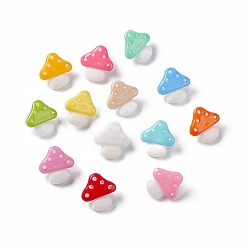 Mixed Color Acrylic Shank Buttons, 1-Hole, Dyed, Mushroom, Mixed Color, 15x15x8mm, Hole: 4x3mm