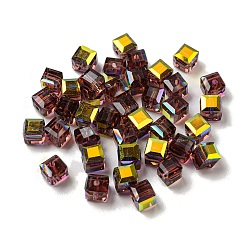 Dark Red Electroplate Glass Beads, Faceted, Cube, Dark Red, 5.5x5.5x5.5mm, Hole: 1.6mm , 100pcs/bag
