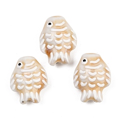 Персиковый Слойка Фарфоровые бусины ручной работы, рыба, пастельный фарфор, розовые, 20x15x8.5~9 мм, отверстие : 2.4~2.5 мм