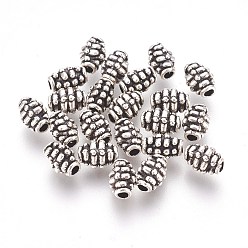 Античное Серебро Сплавочные овальные бусины тибетского стиля , без кадмия, без никеля и без свинца, баррель, античное серебро, 7x5 мм, отверстие : 2 мм, Около 3330 шт / 1000 г