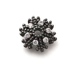 Черный Цвет Металла Покрытие стойки латунь микро паве прозрачные колпачки из кубического циркония, долговечный, без свинца и без кадмия, снежинка, металлический черный , 10x3 мм, отверстие : 1.7 мм