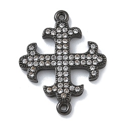 Черный Цвет Металла Стойка покрытие латунь микропаве кубический цирконий крест флери соединительные подвески, долговечный, без кадмия и без свинца, металлический черный , 21.5x17x2 мм, отверстие : 0.9 мм